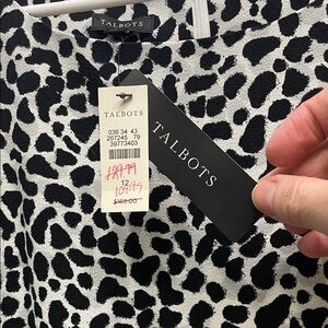 Talbots Black and White Leopard Print Dress Women’s 12 Large